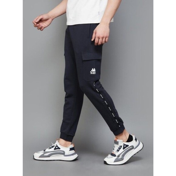 Kappa Men’s Sweatpants Jogger Pant Slim Fit Side Logo Cargo Pockets Black Size M - Picture 2 of 12